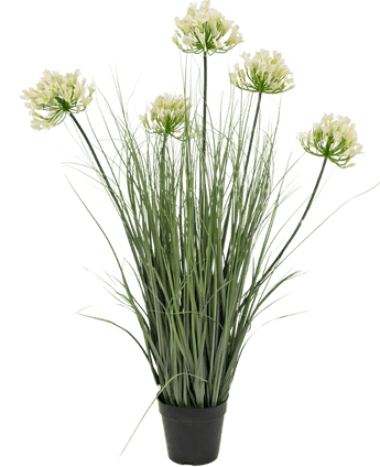 Kunstgras weiß Agapanthus Zwiebel Gras Topf 90cm feuerhemmend