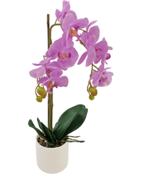 Künstliche Orchidee 52 cm rosa in weißem Topf