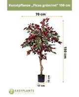 Kunstpflanze Ficus grün/rot 150 cm