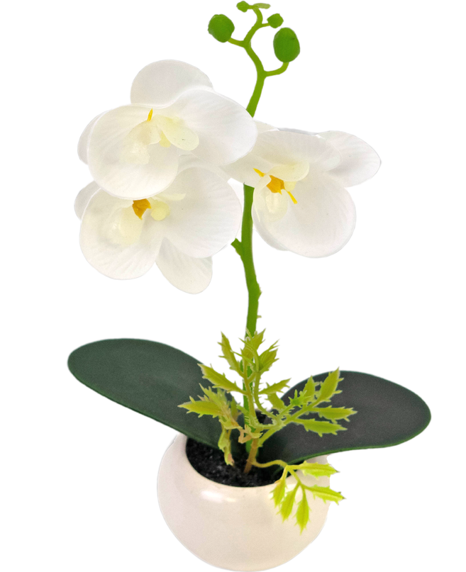 Künstliche Orchidee 28 cm weiß im Topf