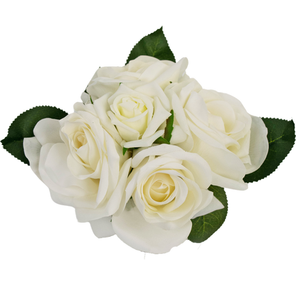 Blumenstrauß aus künstlichen Rosen Real Touch Weiß 18cm