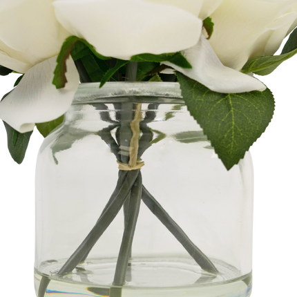 Blumenstrauß aus künstlichen Rosen Real Touch Weiß 18cm