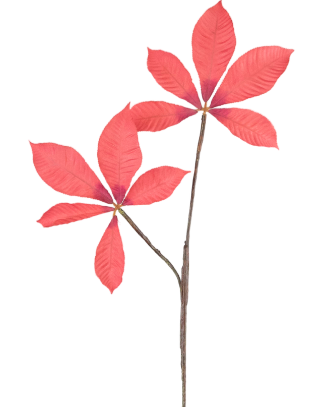 Künstlicher Zweig Kastanienblatt 63 cm rot